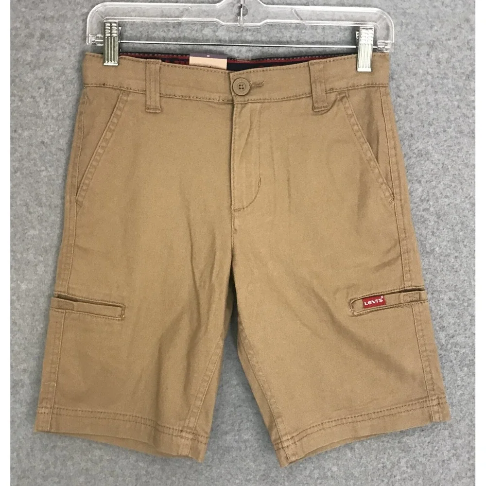 NEW! Levi's Youth Cargo Shorts Boys 10 Regular Tan Flex Stretch Cotton Waist 25